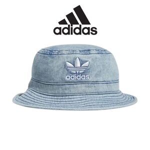 🆕️Adidas denim trefoil Women's stonewashed classic Logo Bucket Hat OS
